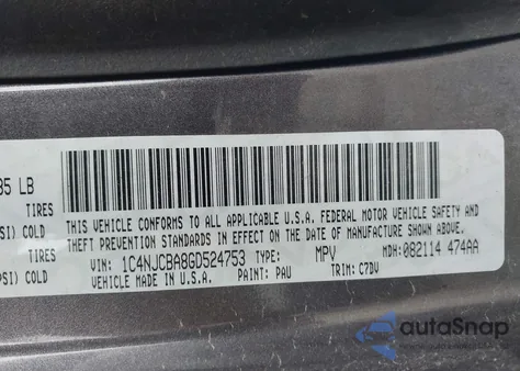 2016 Jeep Compass Sport z USA, uszkodzony, nr VIN 1C4NJCBA8GD524753